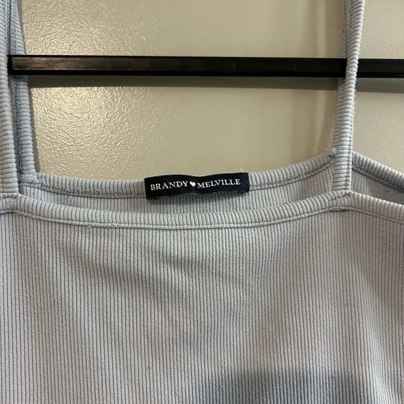 Brandy Melville Women's Light Blue Ribbed Camisole - Picture 2 of 3